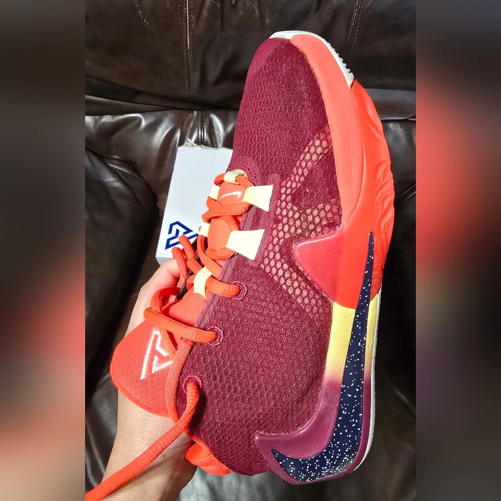 Nike Freak 1, 5Y Orange and Red Sneakers